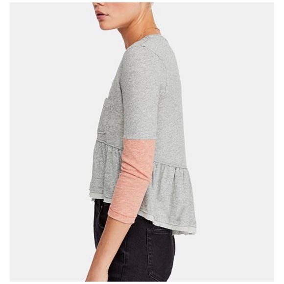 Free People Cotton Cropped Top Gray Orange Small - Picture 4 of 6